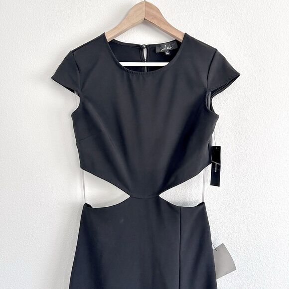 NWT LULUS ‘Conversation Piece’ Size M Black Maxi Dress Backless Cutouts USA Made - Picture 5 of 14